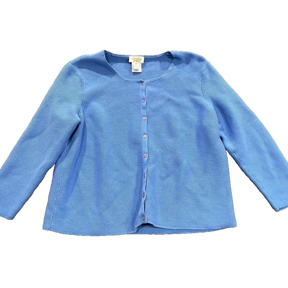 Talbots Sweater knit Blue Button Down Cardigan Cottage Grandmacore 1X A008720